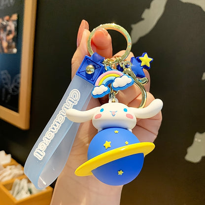 Genuine Sanrio Hello Kitty Resin Anime Doll Moon Keychain - Keychain & Keychain for Car Keys, Gifts for Bag Decorations, Daily Use, Collectibles, Fashion Accessories [] SS69 9.69 Cosmic Walk - Planet