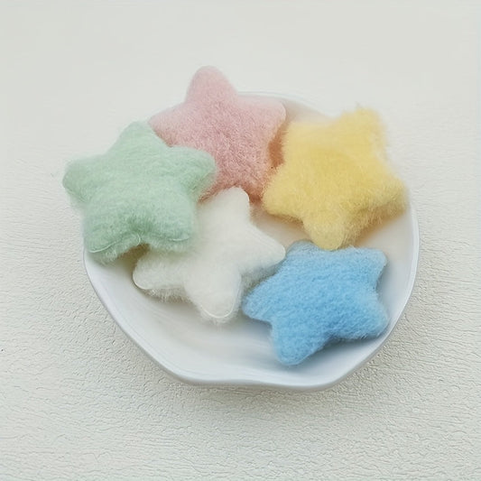 15pcs Soft Pastel Felt Star Appliques, Double-Sided, Fluffy Texture - Ideal for DIY Hat, Hair Clip & Clothing Patches, Assorted Colors SS69