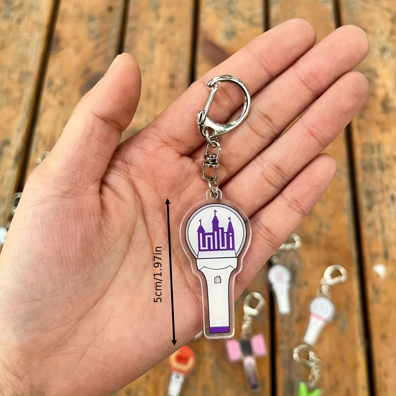 K-Pop Star Lightstick Keychain - Double-Sided Transparent Acrylic, Fashionable Accessory for Women & Girls SS69