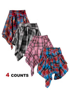 Plus Size - Plus Size - 4-Pack Plus Size Pleated Plaid Skirt | Women High Waist A-Line Elastic Waist Midi Skirt Casual Vintage Checkered Skirt With Slight Stretch Fabric