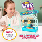 USONE Little Live Pets Rosie the Really Real Talking Bird Toy - Interactive Voice-Recording & Singing Robot-like Bird with 20+ Sounds, Touch-Activated Reactions, Pink/Purple Cage & Swing for Ages 5-7+ ( Included)