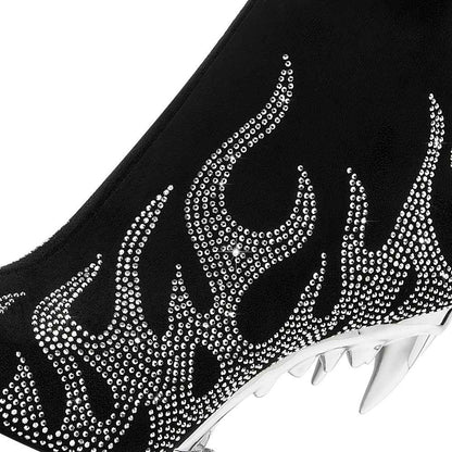Women'S Pointed High Heeled Rhinestone Booties