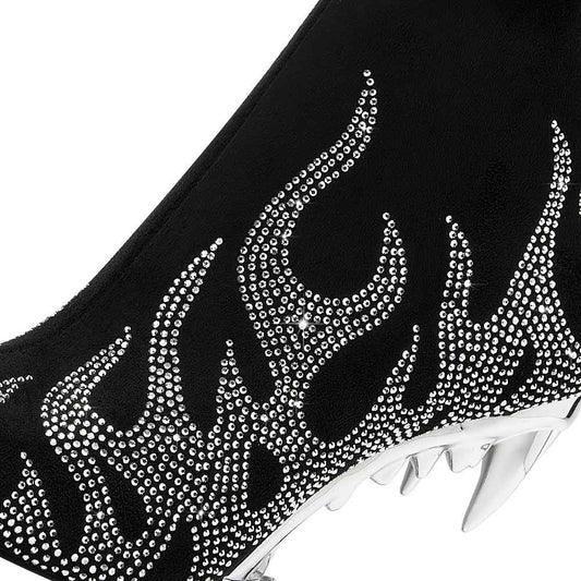 Women'S Pointed High Heeled Rhinestone Booties