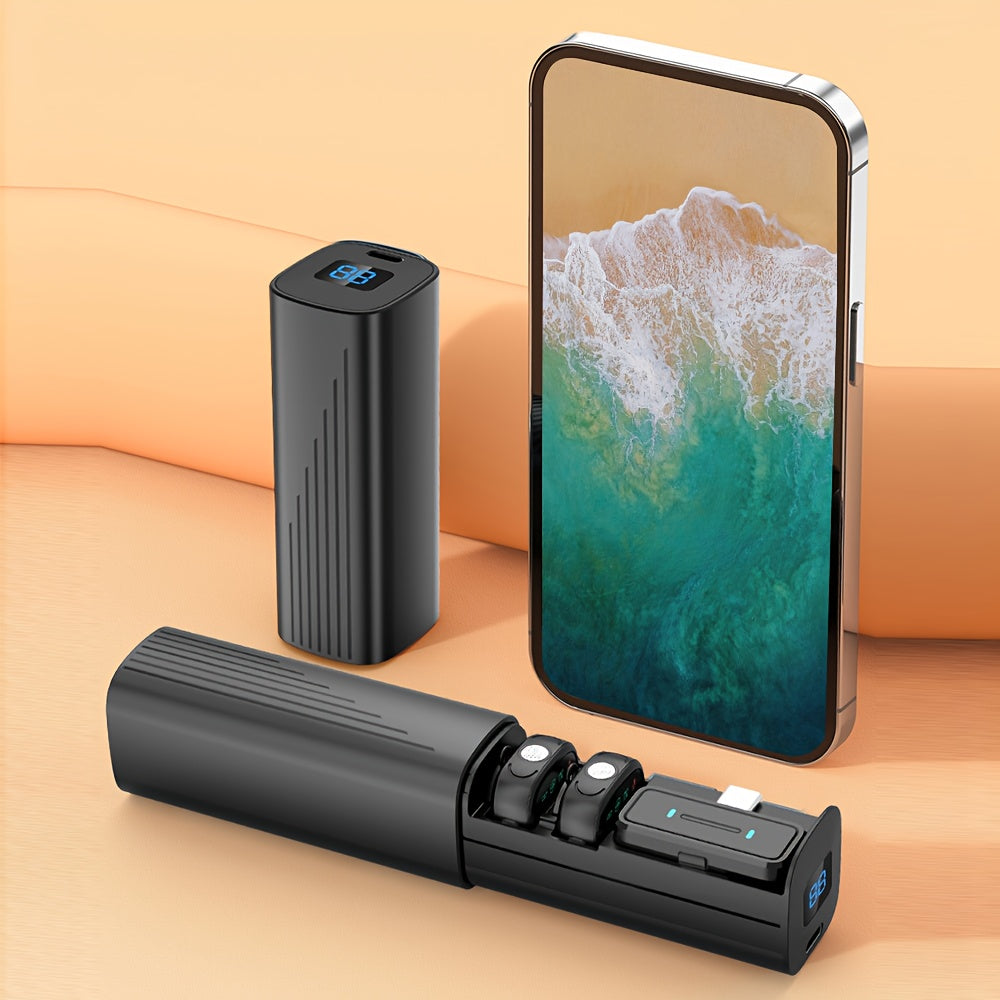 Professional Dual Wireless Lavalier Microphone with LED Charging Case, Suitable for Smartphones, Laptops, Recording Videos, Live Streaming, Interviews, and  Blogs