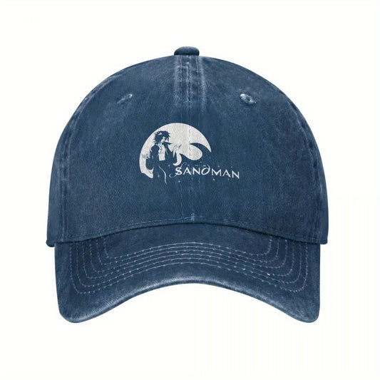 2025 NEW The Sandman Morpheus Baseball Cap - Black Polyester, Distressed Look, Adjustable Strap, Ideal for Golf & Beach Outings, Beach Bag Hat|Vintage Baseball Cap|Distressed Look Hat SS69 21.69 Navy Blue