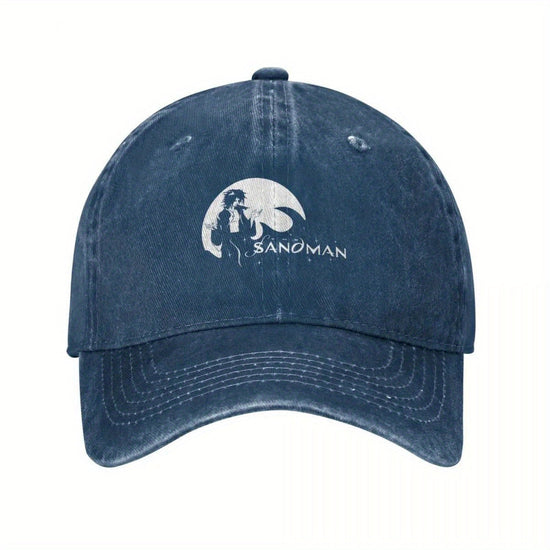 2025 NEW The Sandman Morpheus Baseball Cap - Black Polyester, Distressed Look, Adjustable Strap, Ideal for Golf & Beach Outings, Beach Bag Hat|Vintage Baseball Cap|Distressed Look Hat SS69 21.69 Navy Blue