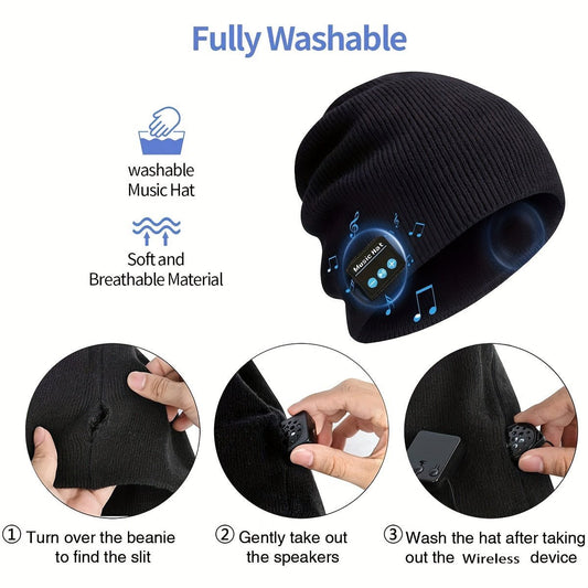 Comfortable Wireless Music Cap, Unisens Sweater Cap for DJS and Karaoke - Hands - Free Call, Volume Control, Rechargeable Battery - SS69