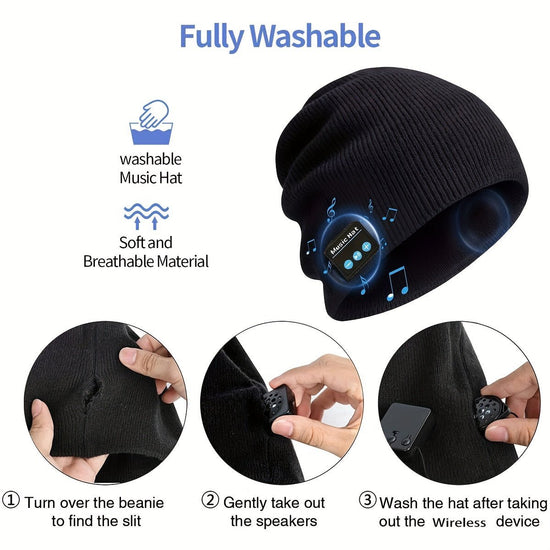 Comfortable Wireless Music Cap, Unisens Sweater Cap for DJS and Karaoke - Hands - Free Call, Volume Control, Rechargeable Battery - SS69