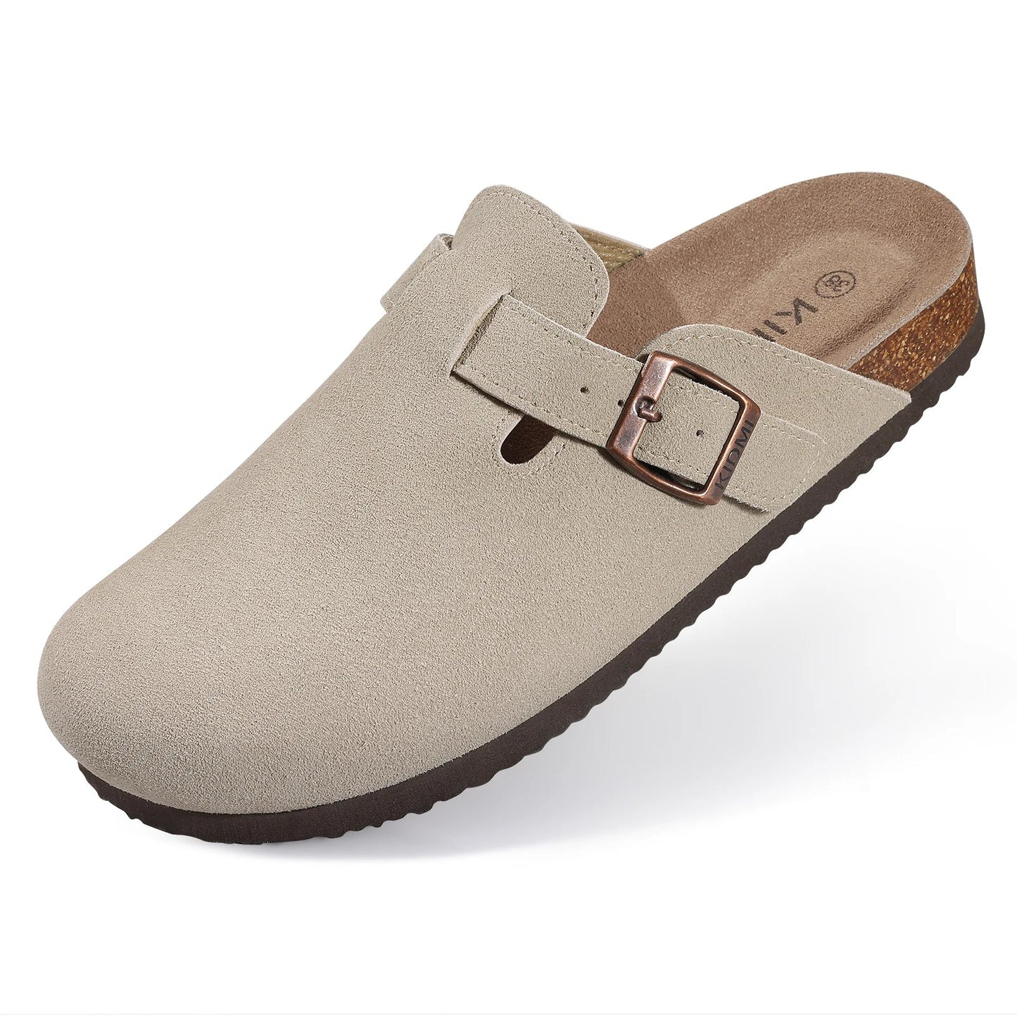 Comwarm Fashion Women's Suede Mules Slippers Men Clogs Cork Insole Sandals With Arch Support Outdoor Beach Slides Home Shoes - SS69