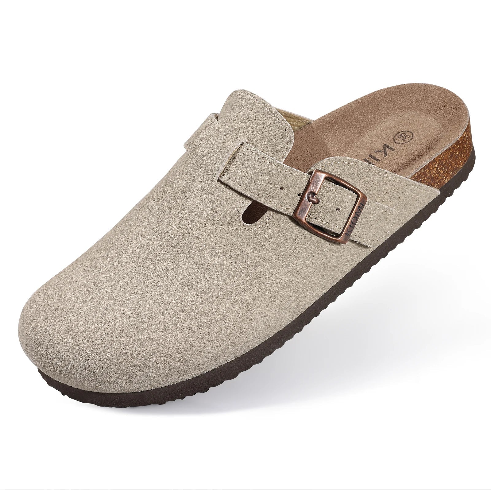 Comwarm Fashion Women's Suede Mules Slippers Men Clogs Cork Insole Sandals With Arch Support Outdoor Beach Slides Home Shoes - SS69