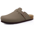 Comwarm Fashion Women's Suede Mules Slippers Men Clogs Cork Insole Sandals With Arch Support Outdoor Beach Slides Home Shoes - SS69