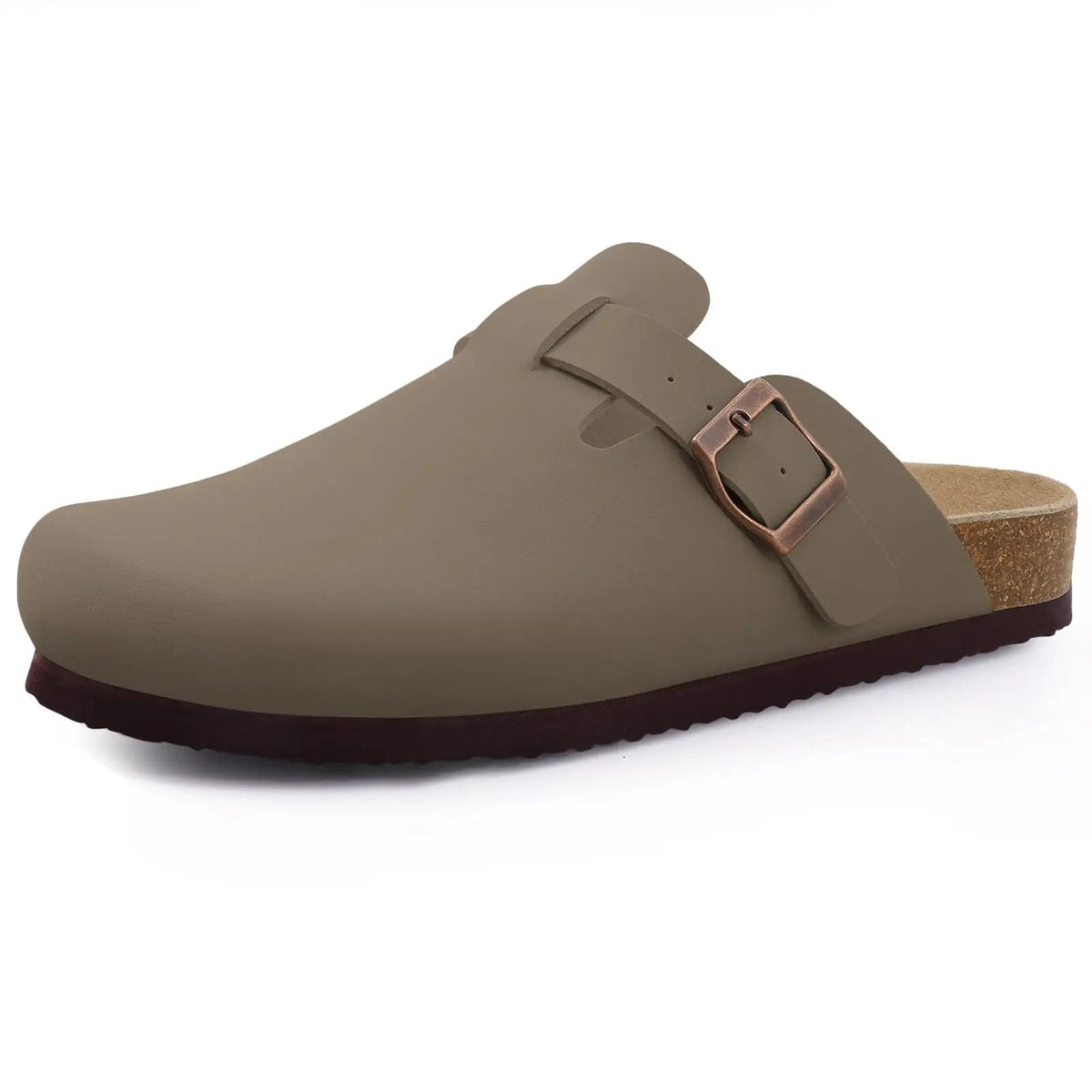 Comwarm Fashion Women's Suede Mules Slippers Men Clogs Cork Insole Sandals With Arch Support Outdoor Beach Slides Home Shoes - SS69