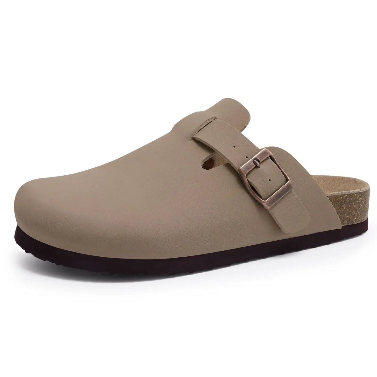Comwarm Fashion Women's Suede Mules Slippers Men Clogs Cork Insole Sandals With Arch Support Outdoor Beach Slides Home Shoes - SS69