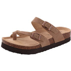 Comwarm Fashion Women's Suede Mules Slippers Men Clogs Cork Insole Sandals With Arch Support Outdoor Beach Slides Home Shoes - SS69
