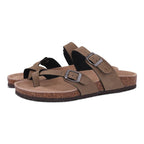 Comwarm Fashion Women's Suede Mules Slippers Men Clogs Cork Insole Sandals With Arch Support Outdoor Beach Slides Home Shoes - SS69