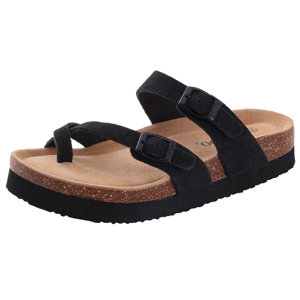 Comwarm Fashion Women's Suede Mules Slippers Men Clogs Cork Insole Sandals With Arch Support Outdoor Beach Slides Home Shoes - SS69