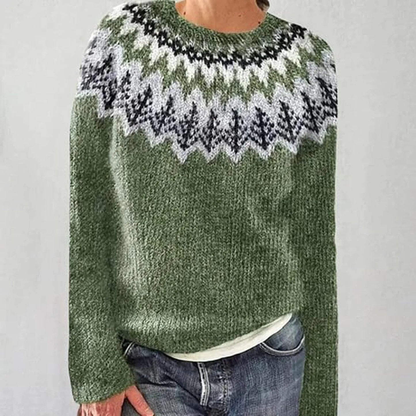 Contrast Color Pullover Sweater For Women Knit Crew Neck Long Sleeve Sweater 2025 Trendy Korean Elegant Knitted Pullover Sweater - SS69