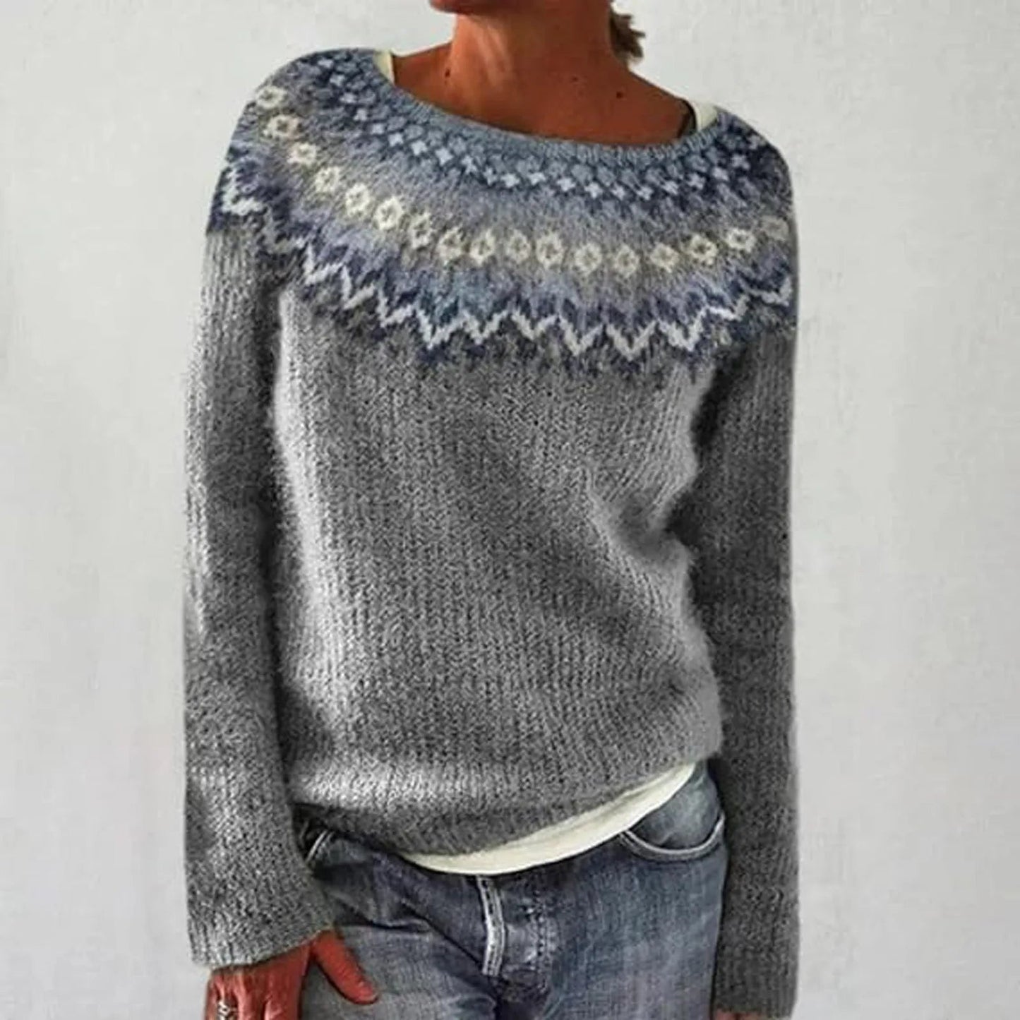 Contrast Color Pullover Sweater For Women Knit Crew Neck Long Sleeve Sweater 2025 Trendy Korean Elegant Knitted Pullover Sweater - SS69