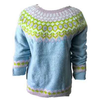 Contrast Color Pullover Sweater For Women Knit Crew Neck Long Sleeve Sweater 2025 Trendy Korean Elegant Knitted Pullover Sweater - SS69