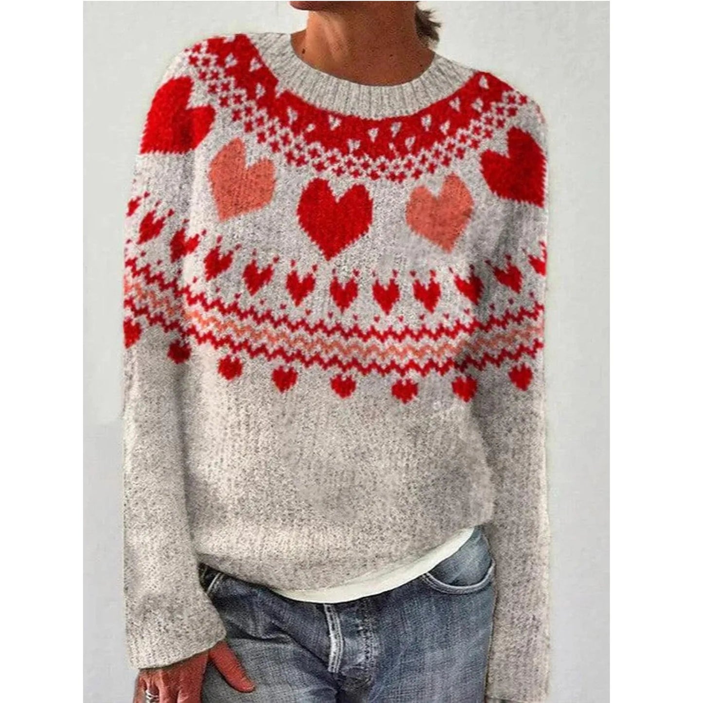Contrast Color Pullover Sweater For Women Knit Crew Neck Long Sleeve Sweater 2025 Trendy Korean Elegant Knitted Pullover Sweater - SS69