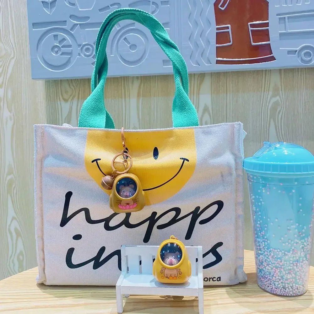 Creative Kapibala Luminous Keychain Cute Cartoon Space Capsule Capybara Keyring Schoolbag Pendant Trinket Friend Gift - SS69