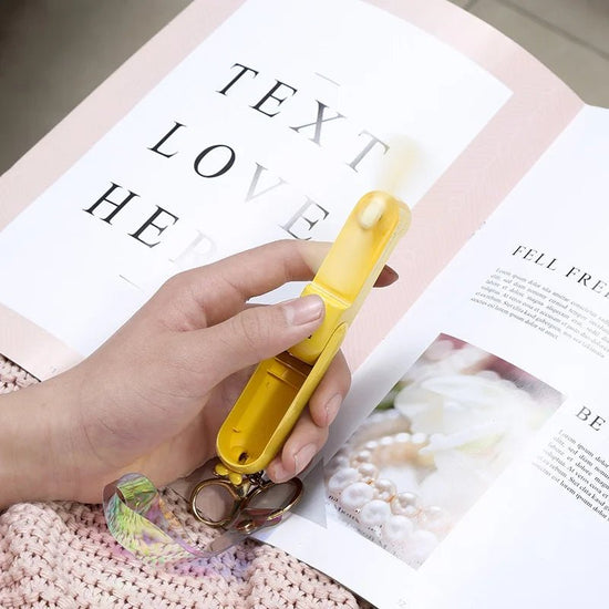 Cute Mini Fan Kipas Portable Hand Fold Bedside Office USB Charge Battery Table Desk Cooling - SS69