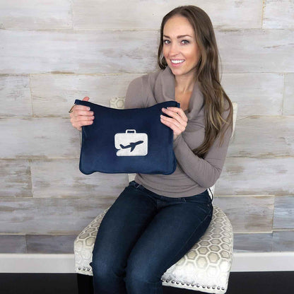 Travel Blanket and Pillow - Ultra-Soft, Compact & Lightweight, 65x40 Inches, with Carry Case, Luggage Sleeve & Backpack Clip for Airplane Comfort