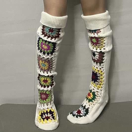 Cozy Winter Thigh Socks - Long Knit Over Knee Stockings - Boho Leg Warmers Crochet SS69