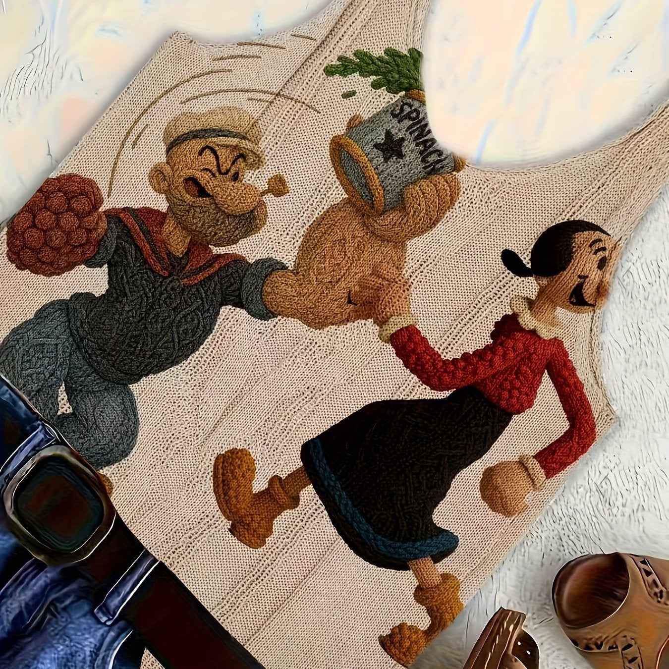 2D Printed Women's Fashion Off-Shoulder Trendy Anime Character Pattern Vest Style