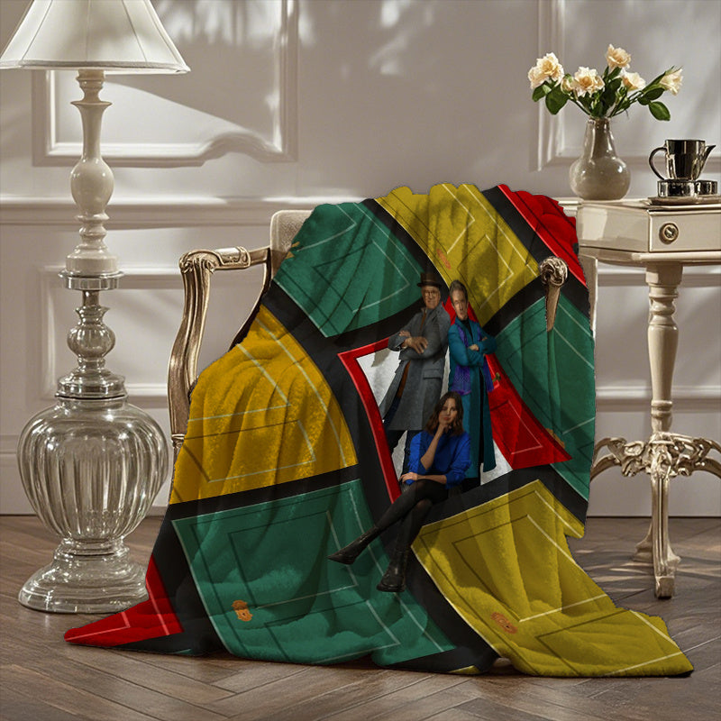 Only Murders in the Building" Cozy Flannel Throw Blanket - Soft, All-Season Polyester Blend with Unique Character Design, Perfect for Bed, Car, or Camping, Contemporary Style, Mixed Colors SS69 41.69 150x200cm (58.95x78.12in)