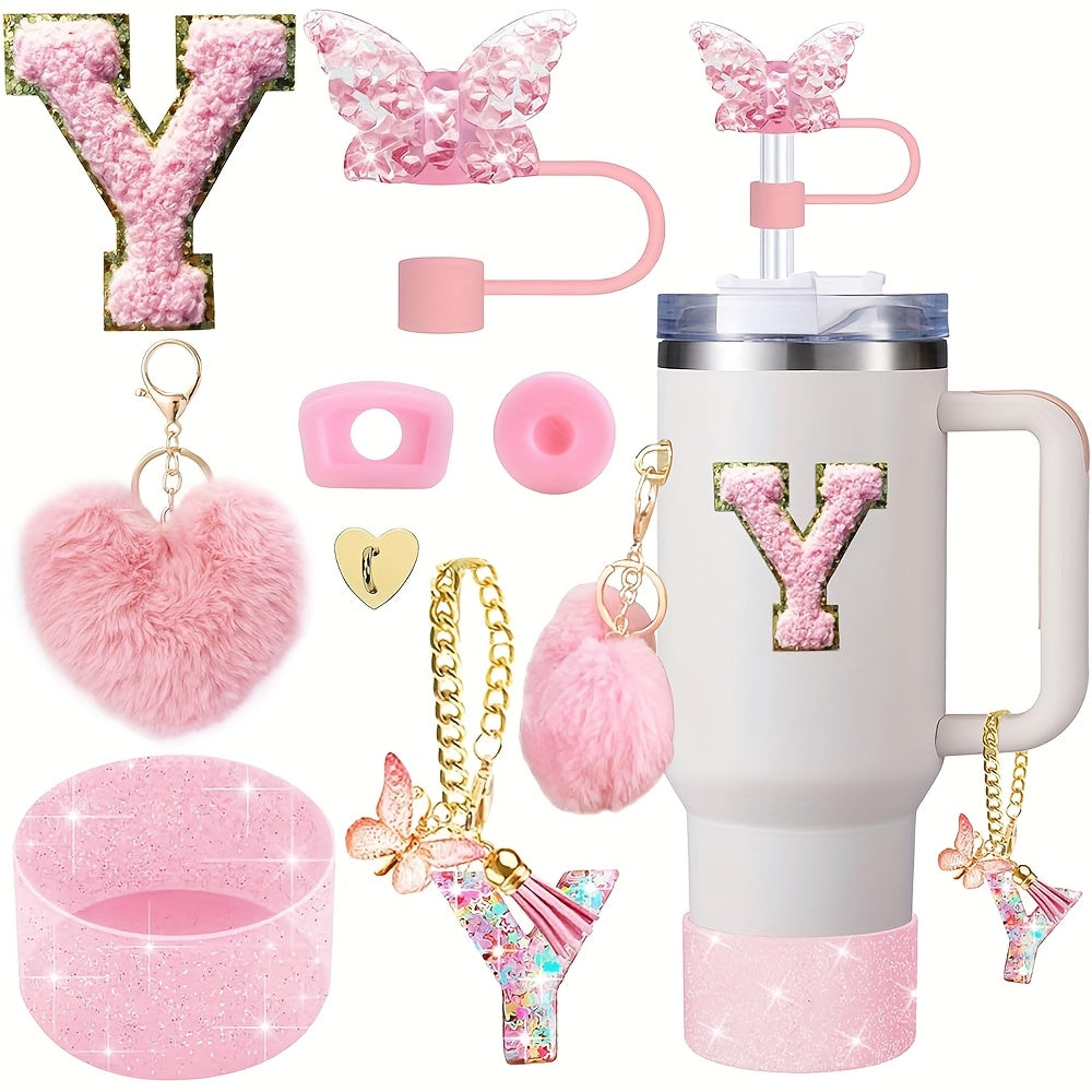 8pcs Cup Accessories for Cup 30oz 40oz Includes Butterfly Straw Cover Cap Silicone Boot Alphabet Handle Charm Initials Sticker 2pcs Spill Proof Stopper Heart Hook Love Plush Ball, Best for Christmas, Perfect for Thanksgiving SS69 15.69 Y