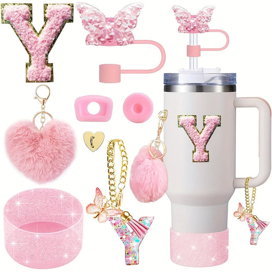 8pcs Cup Accessories for Cup 30oz 40oz Includes Butterfly Straw Cover Cap Silicone Boot Alphabet Handle Charm Initials Sticker 2pcs Spill Proof Stopper Heart Hook Love Plush Ball, Best for Christmas, Perfect for Thanksgiving SS69 15.69 Y