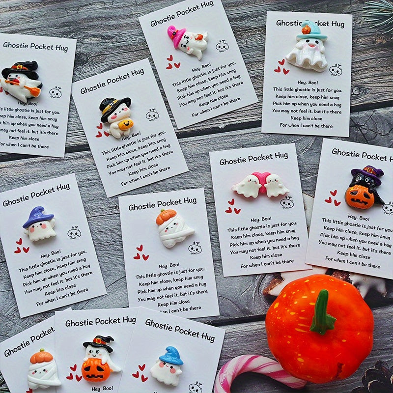 40pcs Halloween Cards with Pocket Hug - Cute Ghosts, Bats, Pumpkins - Spooky Cute Party Decorations, Birthday & Wedding Greeting Cards - Includes Hug Pocket for Easy Storage - Perfect for Halloween Party Favors, Gifts for Fam SS69