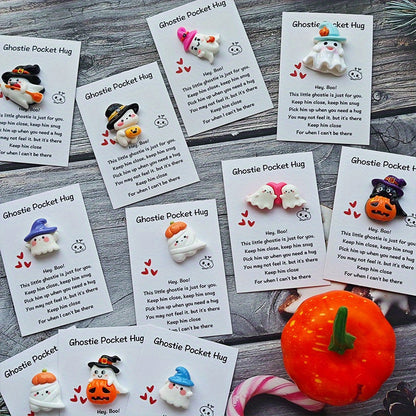 40pcs Halloween Cards with Pocket Hug - Cute Ghosts, Bats, Pumpkins - Spooky Cute Party Decorations, Birthday & Wedding Greeting Cards - Includes Hug Pocket for Easy Storage - Perfect for Halloween Party Favors, Gifts for Fam SS69