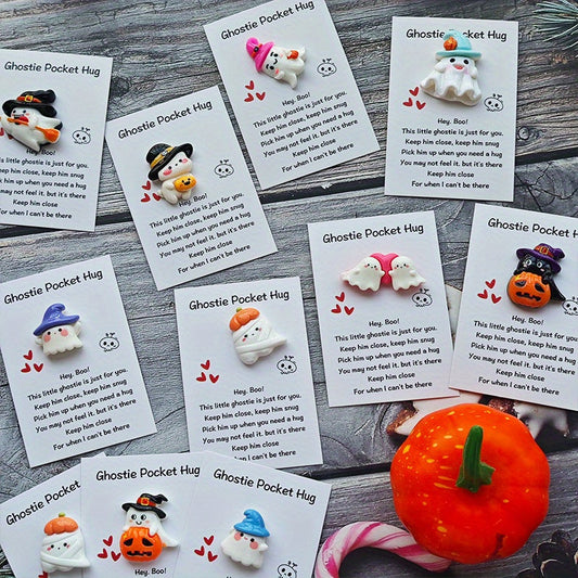 40pcs Halloween Cards with Pocket Hug - Cute Ghosts, Bats, Pumpkins - Spooky Cute Party Decorations, Birthday & Wedding Greeting Cards - Includes Hug Pocket for Easy Storage - Perfect for Halloween Party Favors, Gifts for Fam SS69
