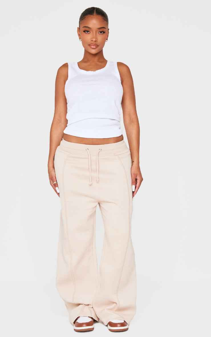 Shape Grey Marl Binded High Waist Wide Leg Joggers