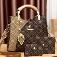 FIDM Women's 3pcs Golden  Handbag Collection - Elegant ic Closure Tote, Matching Clutch & Wallet/Purse, Luxury  for, Wedding, Travel (Golden-Tone, Durable & Versatile)