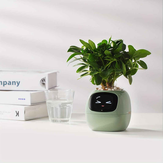 Cubidupi Smart Mini Planter Robot - Self-Watering Electronic Pet Plant Pot with Alerts, /Outdoor Plant Care, Cute Desktop Greenery Companion for Home, Office, Room - Low-Maintenance Gift (Compatible with Smart