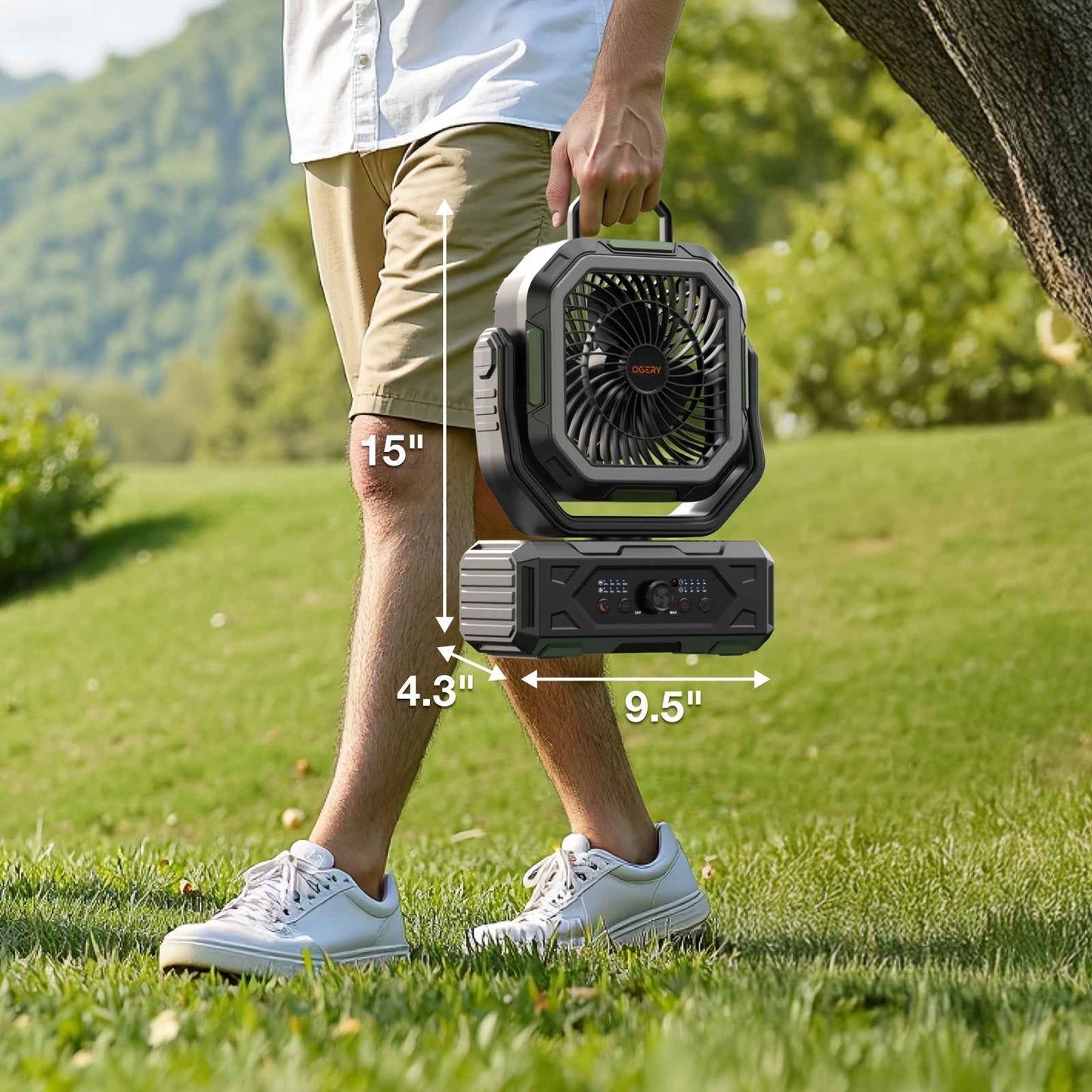 New Style 20000mAh Rechargeable Camping Fan, Portable Battery Powered Fan with LED Lights, Remote & Oscillating - 4 Speed for Tent, Travel, Bedroom, Car, Outdoor Camping Essentials, Convenient And Durable