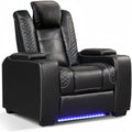Power Recliner Home Theater Seating, Electric Recliner Chair With Adjustable Headrest, PU Leather Dual Motor Movie Reclining Chairs With Cup Holders LED Lights, USB Port, Hidden Arm Storage SS69 401.69 Black