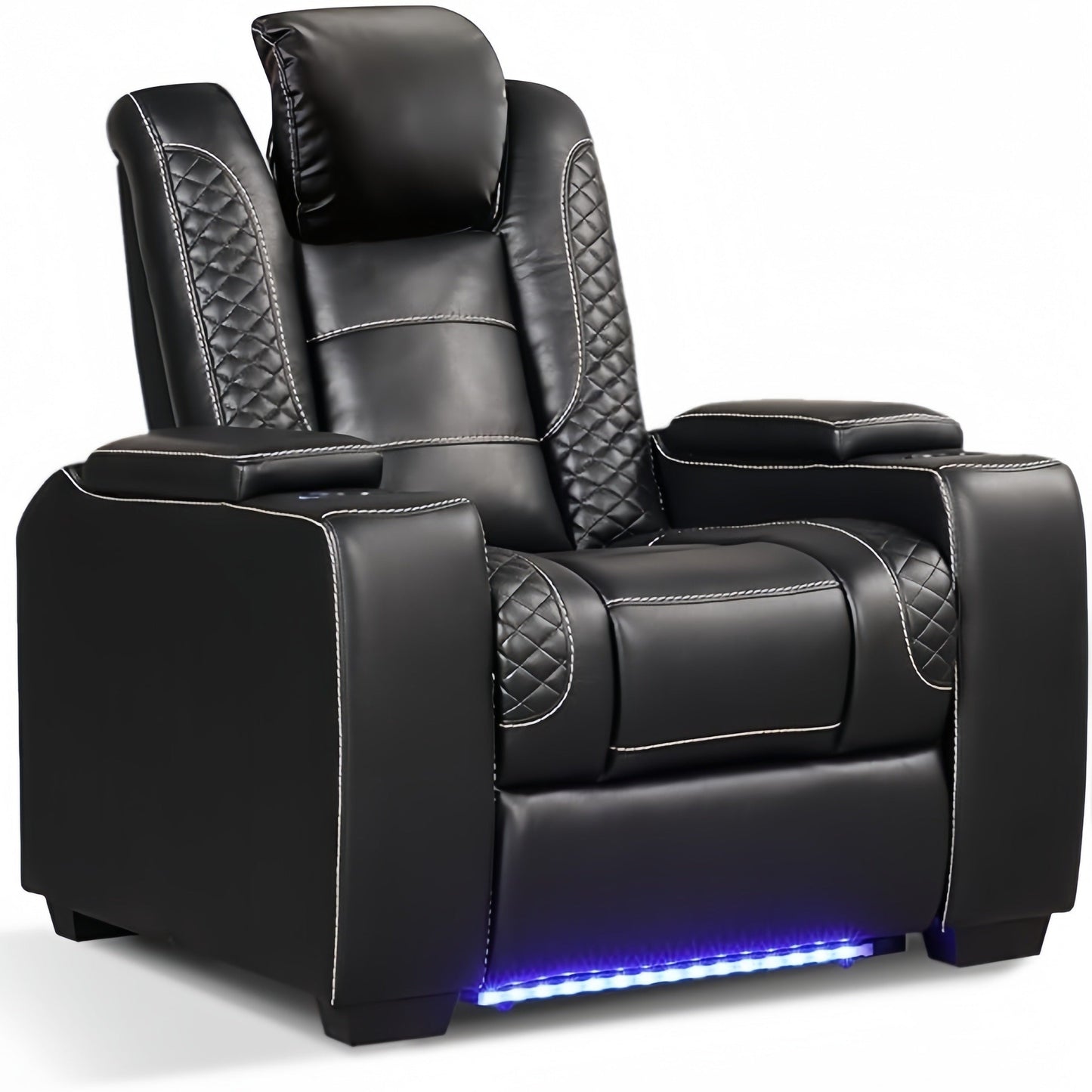 Power Recliner Home Theater Seating, Electric Recliner Chair With Adjustable Headrest, PU Leather Dual Motor Movie Reclining Chairs With Cup Holders LED Lights, USB Port, Hidden Arm Storage SS69 401.69 Black