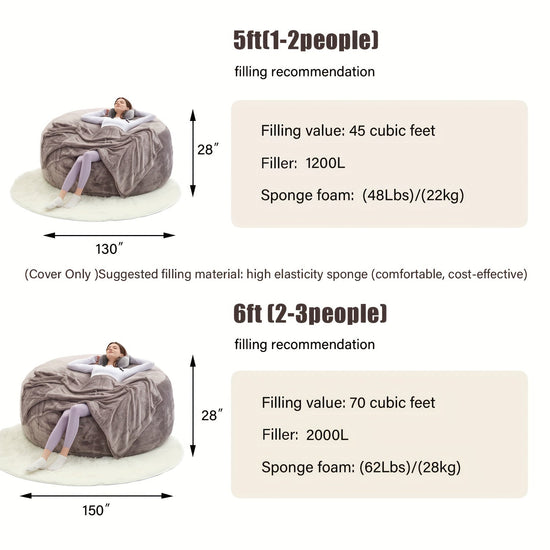 Bean Bag Chair(Give 3 Gifts:U-shape Pillow, Blanket Pillow, 6FT Carpet)Comfy Lazy Sofa Bed, Including 50 Pounds Of Filler, Large 6' Bean Bags With Memory Foam Filled, Large Beanbag Chairs Soft Sofa With Flannel Cover SS69