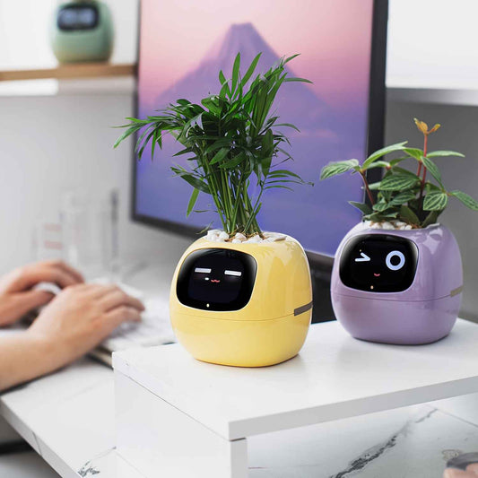 Cubidupi Smart Mini Planter Robot - Self-Watering Electronic Pet Plant Pot with Alerts, /Outdoor Plant Care, Cute Desktop Greenery Companion for Home, Office, Room - Low-Maintenance Gift (Compatible with Smart