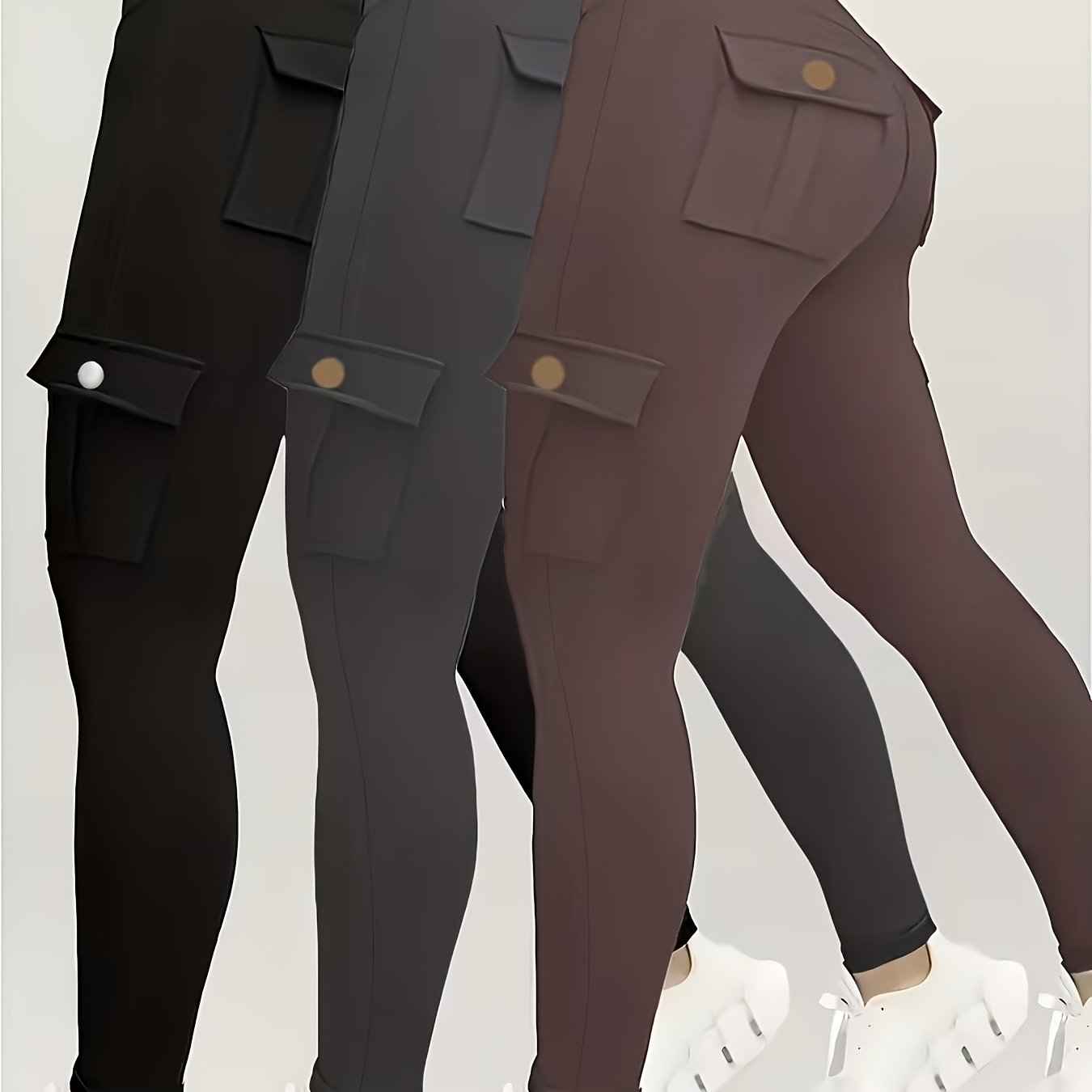 Plus Size, Three-Pack Plus Size Solid Color High-Waisted Stretchy Jeans