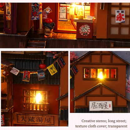 3D Handcrafted Cherry Blossom Alley Bookends, Japanese Style Miniature Model, Art Deco Home Decor, Thanksgiving Tabletop Display, Manufactured Wood, Dry Battery Powered (3 Button Batteries Not Included), Creative Valentine'S SS69