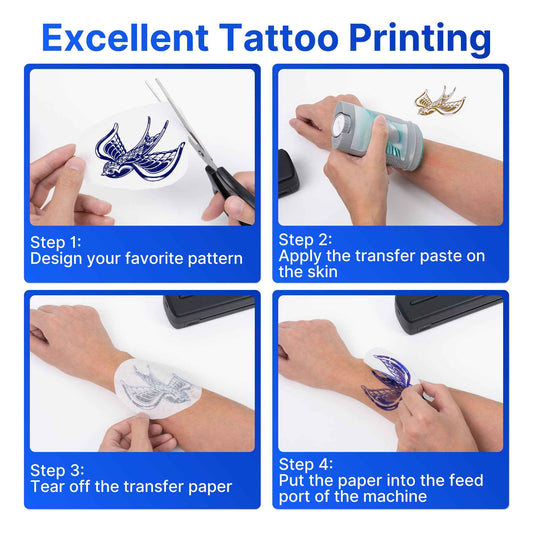 Portable Printer Wireless For Travel, Thermal Printer Inkless, Small Compact Printer Support Folding Paper/rolling/tattoo paper, Work With Laptop Phone And Pad
