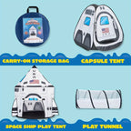 Rocket Ship Pop-Up Play Tent with Tunnel for Kids