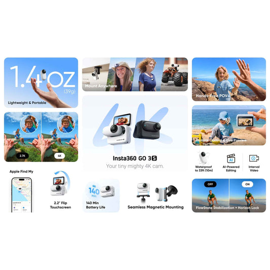 Insta360 GO 3S Action Camera with 360° Rotating Lens, Wireless, USB Rechargeable, Compact Design for Vlogging, Travel & Outdoor Adventures, Adventure Gear, Modern Gadget, Durable Construction