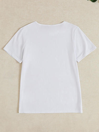 Women'S Gothic Style V-Neck T-Shirt with Alice in Wonderland Print - High-Quality Casual Short Sleeve Top, Floral Design, Perfect for Commuting & Gifting, Halloween & Christmas Horror Night Theme, Halloween Shirts SS69