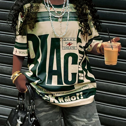 European And American Trendy Sports Style Round Neck Printed T-Shirt - SS69